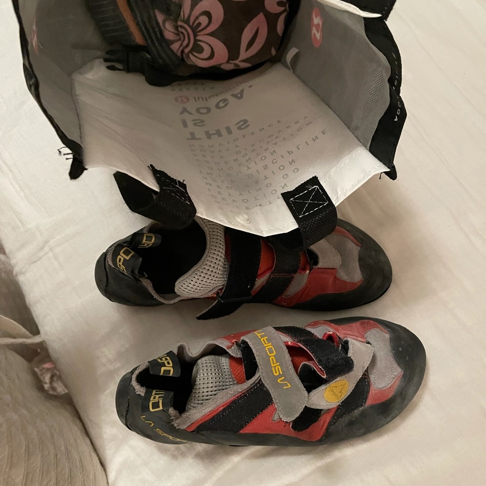 Rock Climbing Shoes & Chalk Bag